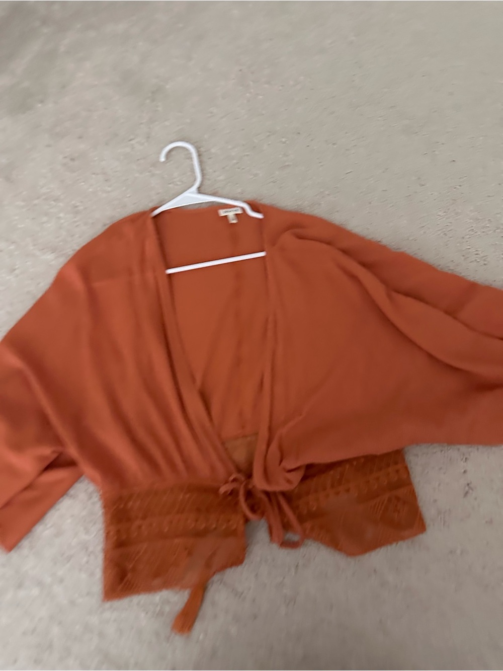 T.J.Maxx Rust Orange Tie-Front Knit Blouse